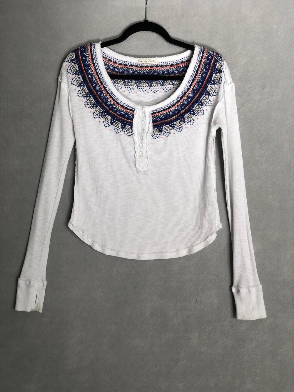 We The Free Thermal Top Cross Stitch White Women's X-Small